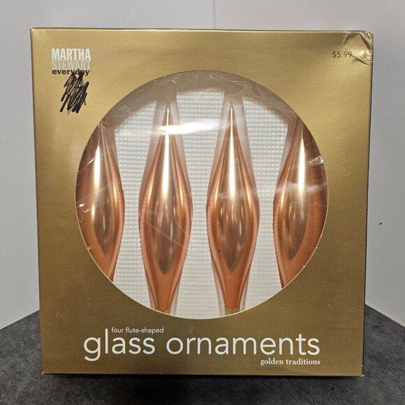 Martha Stewart Everyday Golden Flute-Shaped Glass Christmas Ornaments 16 Total - Picture 2 of 7